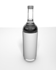 3D mock up render empty glass wine bottle