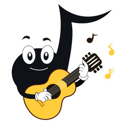 play guitar musical note cute cartoon character guitarist music musical instruments vector