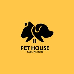 Pet House Logo Vector Design. cat and dog logos