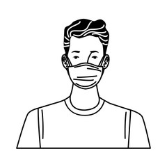young man using medical mask character