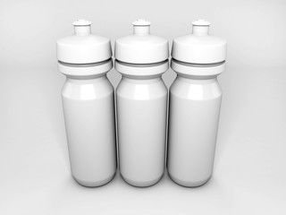 3d mock up render of set sports water bottle from front view