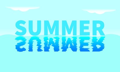 Summer Text Replication On Water Concept. Vector Design.