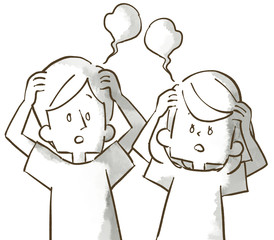 放心状態の男女-夫婦・カップル-水彩