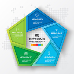 Pentagon element for infographic,Business concept with 5 options,Vector illustration.
