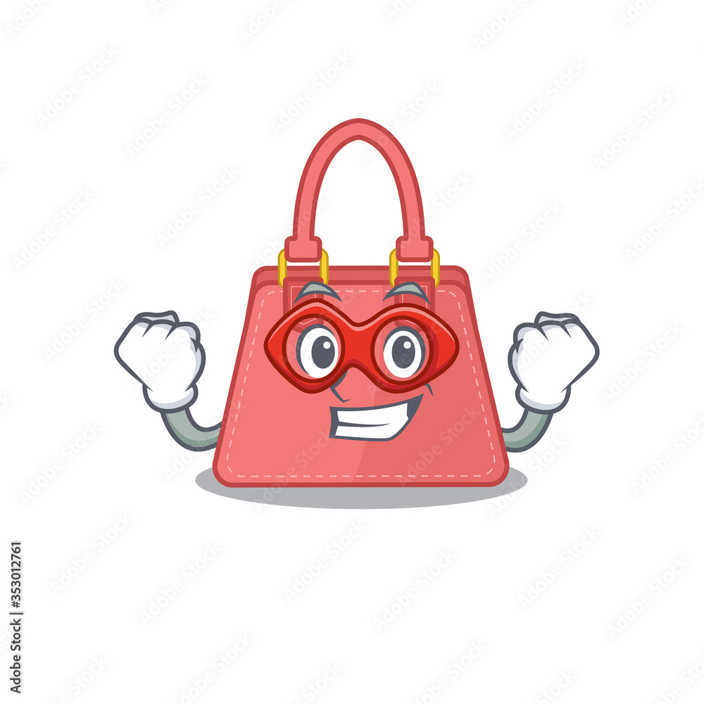 Wall mural A cartoon drawing of women handbag in a Super hero character