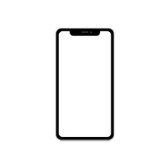 Smartphone with blank white screen. Realistic phone mockup. 
