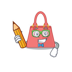 A clever student women handbag cartoon character study at home