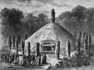 Gallic funeral. vintage illustration.