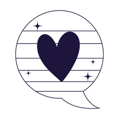 Isolated striped communication bubble with heart vector design