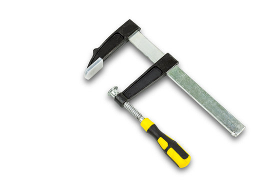 F-Clamp isolated on white background with clipping path.