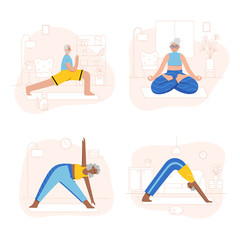 Yoga flat vector illustration. Healthy lifestyle