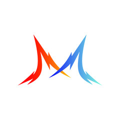 Letter m thunder logo design