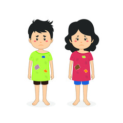 Couple Character Tramp with Dirty Clothes