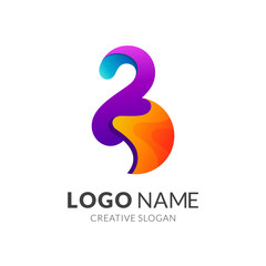 Letter B Colorful Logo Design, Modern Company Initial Name Logo Template