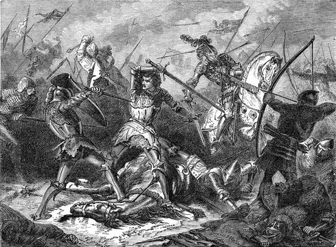 Battle Of Agincourt, Vintage Illustration.