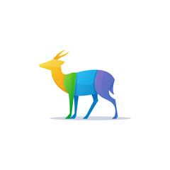 Vector illustration of colorful deer logo design template