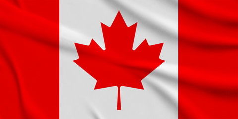 Canada Flag . Closeup , 3D illustration of a waving flag.
