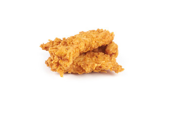 Fried breaded chicken fillet isolated on white background