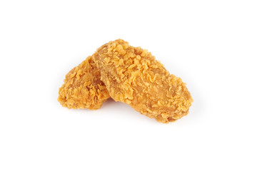 golden fried chicken wing in white background