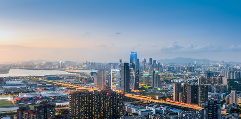 Night view of Qianhai Free Trade Zone in Shenzhen