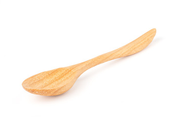 Wooden spoon isolated on white background.