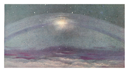 The ring of Saturn seen under 30 degrees north latitude in winter around noon, vintage illustration. © Morphart