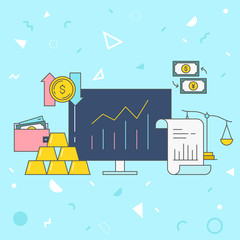 Vector illustration about stock, gold, banking.