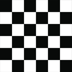 Black and white racing against a checkered pattern background