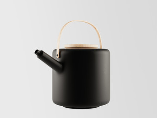 Black iron teapot , isolated on white background , 3D illustration for mock up