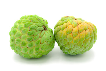 Sugar Apple (custard apple, Annona, sweetsop) on white background.