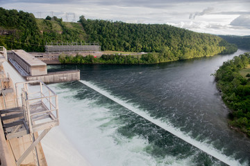 Bull Shoal Dam Spillway releases looking downstream