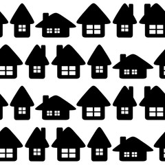 家のシームレスパターン　モノトーンB