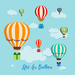 Colourful Hot Air Balloon with gifts