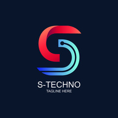 Letter s technology logo design
