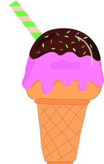 ice cream cone  Tasty colorful ice cream for strawberry, ,chocolate, sweets, dessert, web design or print. Vector Illustration.