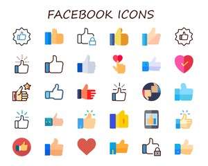Modern Simple Set of facebook Vector flat Icons