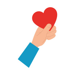 hand giving love symbol, hand holding heart shape vector illustration design