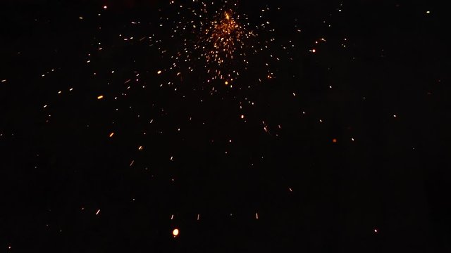 Angle Grinder Sparks Flying With Black Background In Slow Motion