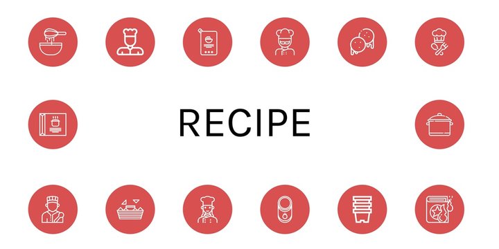 recipe simple icons set