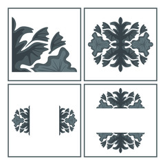 Set of Vector Design of Gray Leaf Ornaments