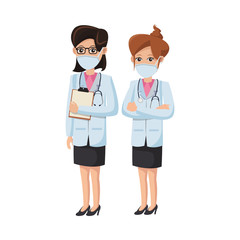 Fototapeta premium female doctors using medical masks