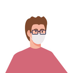 man using protective surgical mask for covid 19 prevention vector illustration design