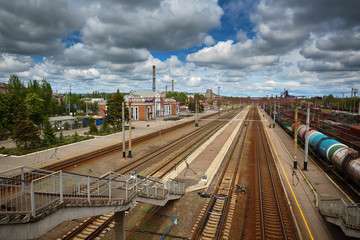 Fototapeta premium Railway station in quarantine covid-19. Kramatorsk, Donetsk region, Ukraine
