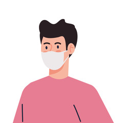 man using protective surgical mask for covid 19 prevention vector illustration design