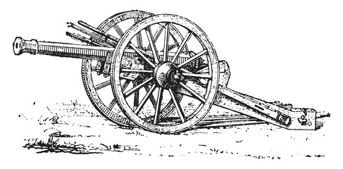 Falcon canon XVI century - Henri II (Paris Artillery Museum), vintage illustration.