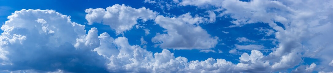 Naklejka na ściany i meble ฺBlue sky background with tiny clouds.Panorama