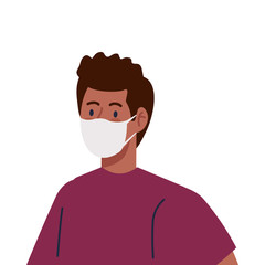 man using protective surgical mask for covid 19 prevention vector illustration design