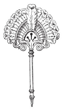 Flabellum taken from a Greek vase, vintage illustration.