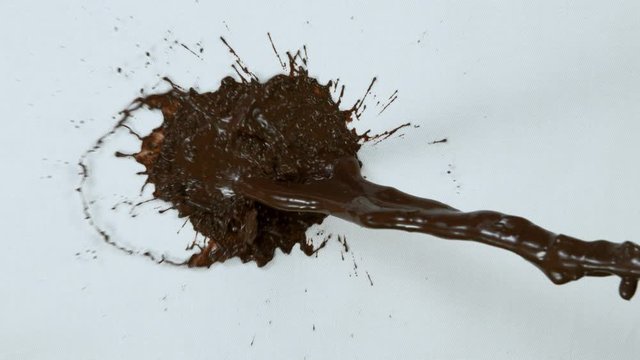 Super Slow Motion Shot of Splashing Mud on White Cloth at 1000fps.