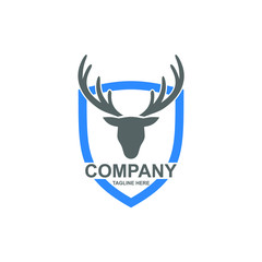 Deer hunting with shield logo design
